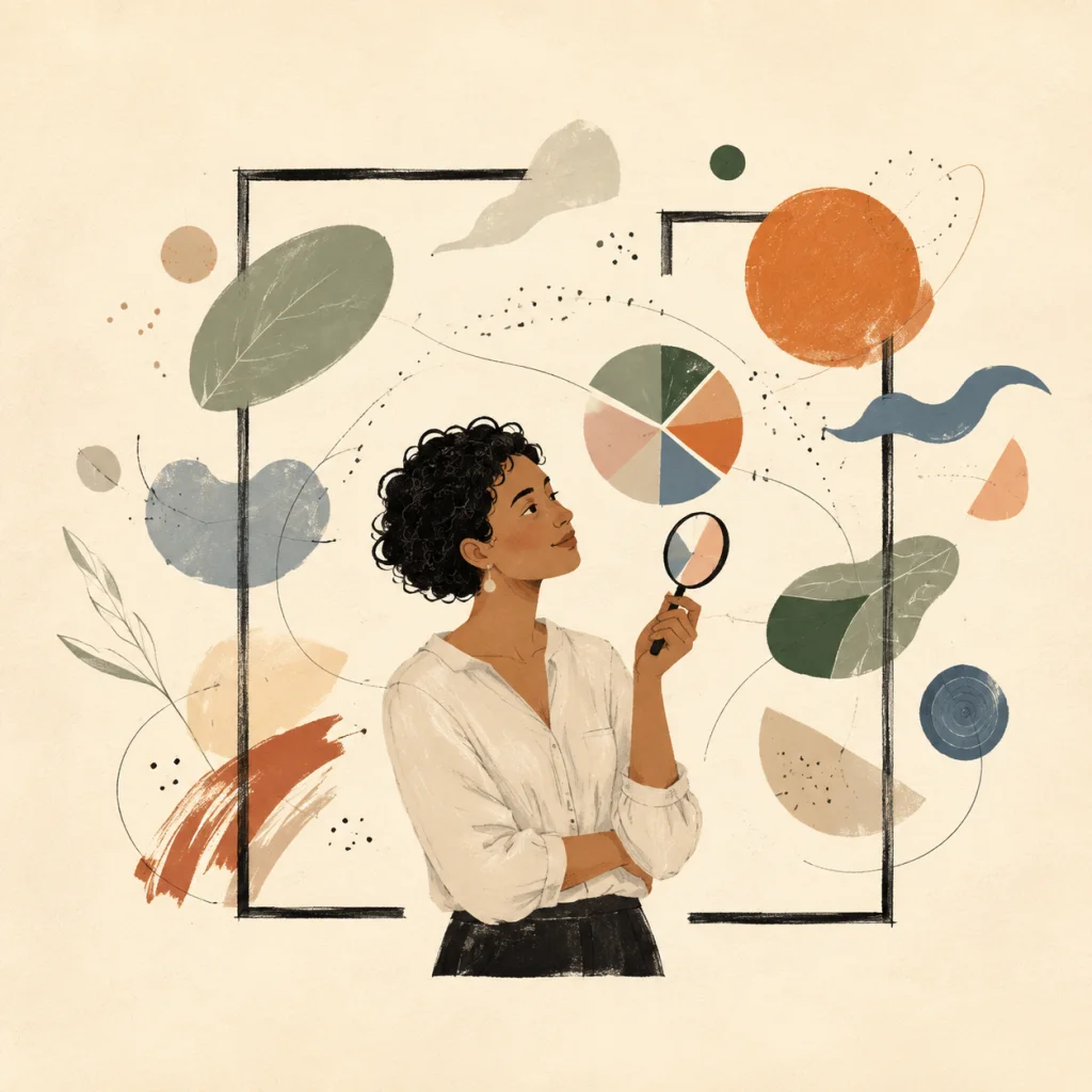 Illustration of a person reflecting on their personality assessment results